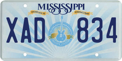 MS license plate XAD834