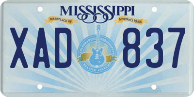 MS license plate XAD837