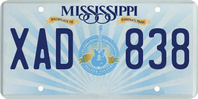 MS license plate XAD838