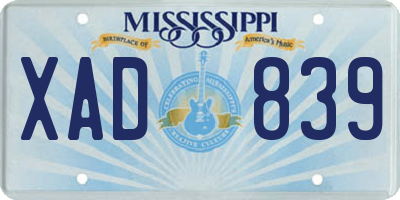 MS license plate XAD839
