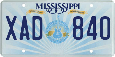 MS license plate XAD840