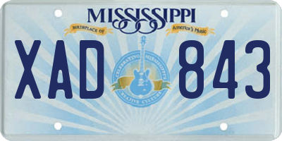 MS license plate XAD843