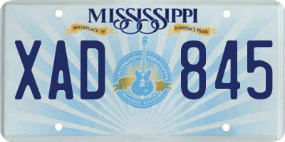 MS license plate XAD845