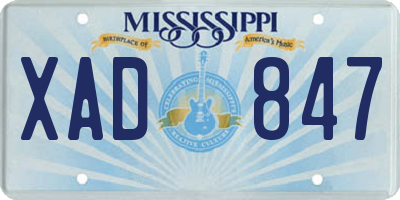MS license plate XAD847