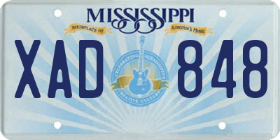 MS license plate XAD848
