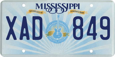 MS license plate XAD849