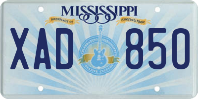 MS license plate XAD850