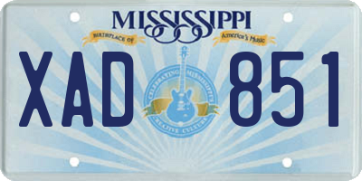 MS license plate XAD851