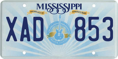 MS license plate XAD853