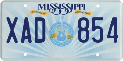 MS license plate XAD854