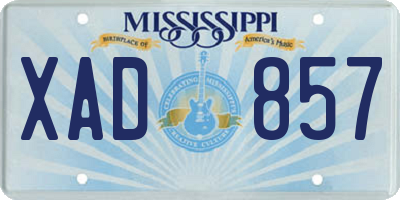 MS license plate XAD857