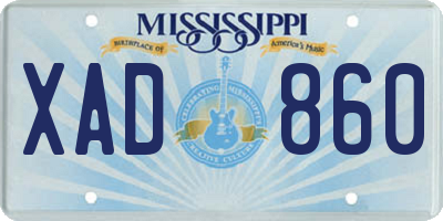 MS license plate XAD860