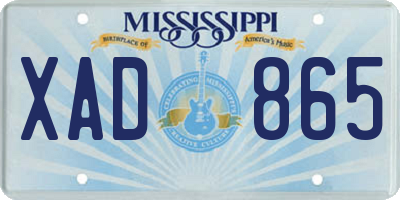 MS license plate XAD865