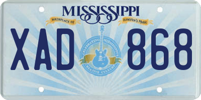 MS license plate XAD868