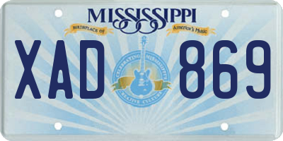 MS license plate XAD869