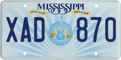 MS license plate XAD870