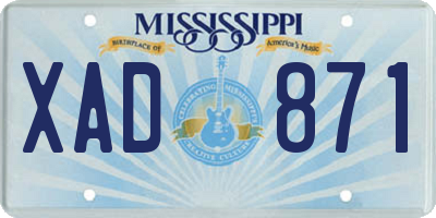 MS license plate XAD871