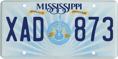 MS license plate XAD873