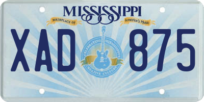 MS license plate XAD875