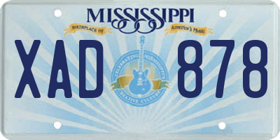 MS license plate XAD878
