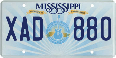 MS license plate XAD880
