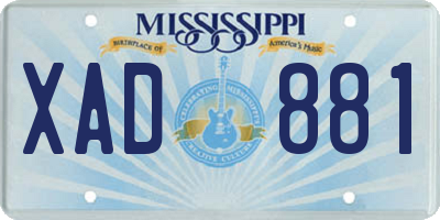 MS license plate XAD881