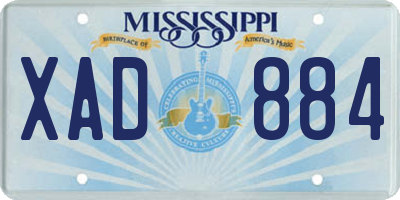 MS license plate XAD884