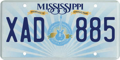 MS license plate XAD885