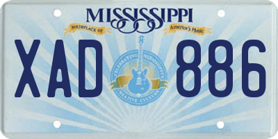 MS license plate XAD886