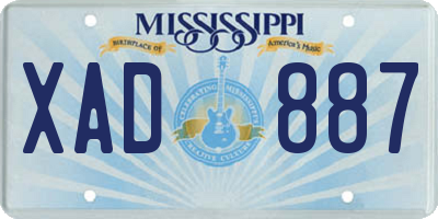 MS license plate XAD887