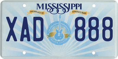 MS license plate XAD888