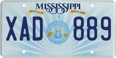 MS license plate XAD889
