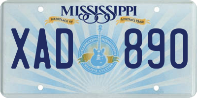 MS license plate XAD890