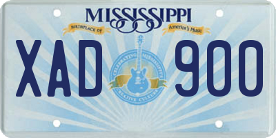 MS license plate XAD900