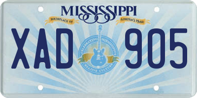 MS license plate XAD905