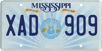 MS license plate XAD909