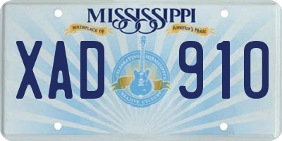 MS license plate XAD910