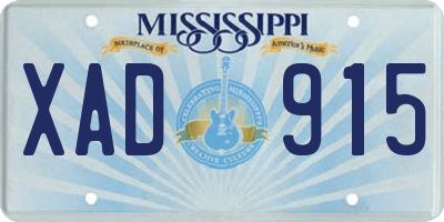MS license plate XAD915