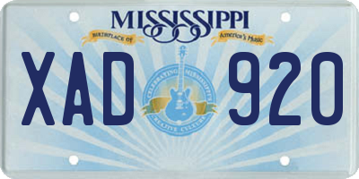 MS license plate XAD920