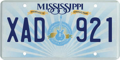 MS license plate XAD921
