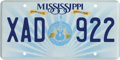 MS license plate XAD922