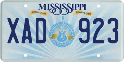 MS license plate XAD923