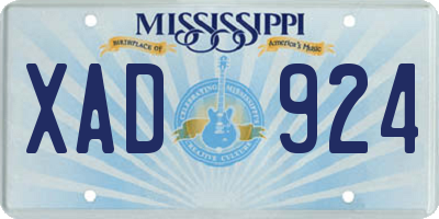MS license plate XAD924