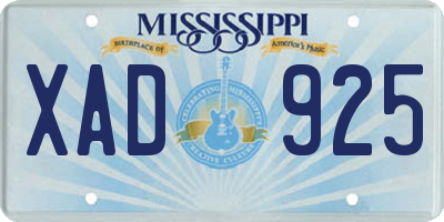 MS license plate XAD925
