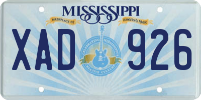 MS license plate XAD926