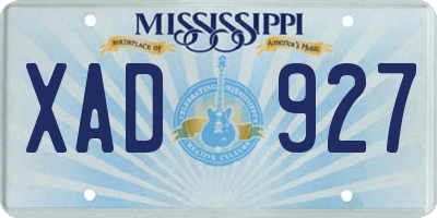 MS license plate XAD927