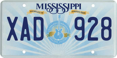 MS license plate XAD928
