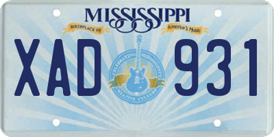 MS license plate XAD931