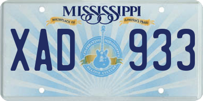 MS license plate XAD933