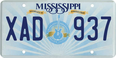MS license plate XAD937
